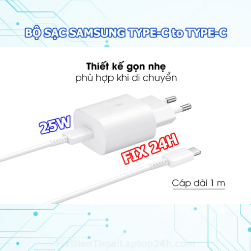 Bộ Sạc Samsung Type-C to Type-C 25W Chính Hãng Hỗ Trợ Sạc Nhanh giá tốt tại FIX 24H - Ảnh 2