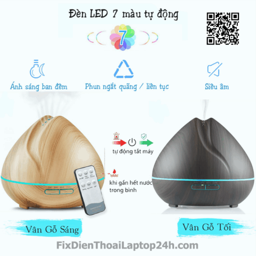 Máy Xông/Khuếch Tán Tinh Dầu Hình "BÚP SEN" Chính Hãng hỗ trợ Remote điều khiển từ xa - Ảnh 2