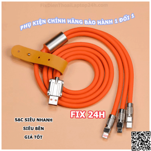 Cáp sạc NHANH CÁ MẬP 3 đầu Silicone bọc thép đa năng hàng CHUẨN chắc chắn ÍT LỖI - Ảnh 2